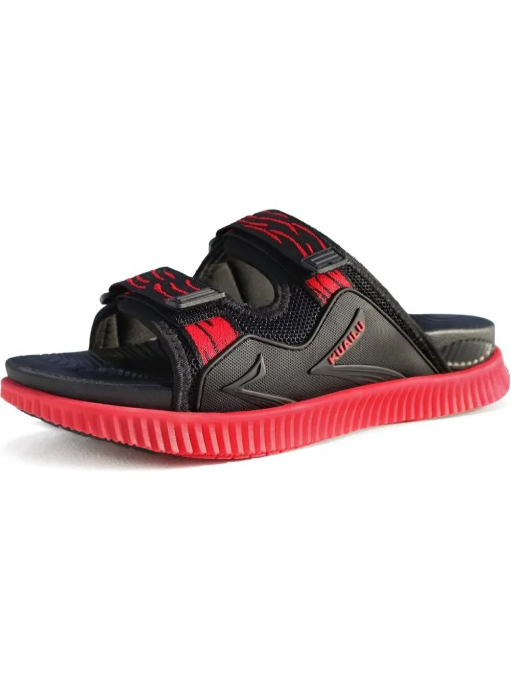 Men Black Red Athletic Thick Cushion Recovery Sport Slides Orthotic Sandal Shoes